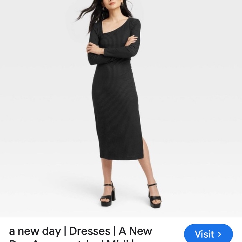 A New Day Women's Long Sleeve Black Dress
